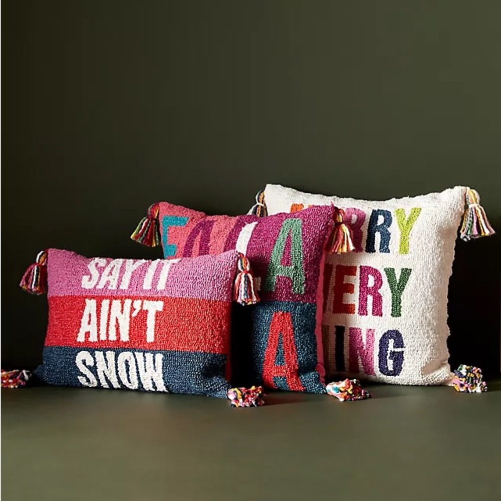 Anthropologie Season’s Greetings “Fa La La” Pillow - Picture 2 of 7